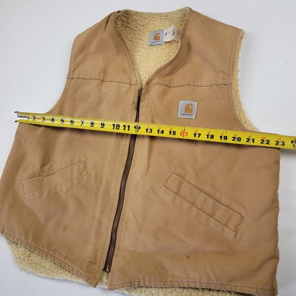 Vintage Carhartt Sherpa Lined Vest Sz XL Duck Canvas Union Made USA Distressed - Picture 6 of 9